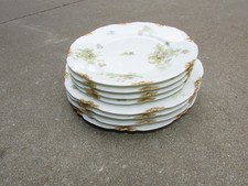 Haviland & Co. Limoges FRANCE Purple Flower Fern Plate Set of 8 Luncheon & Salad