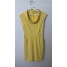 Banana Republic Cowl Neck Sheath Dress 0 Yellow Office Brunch Preppy Minimalist