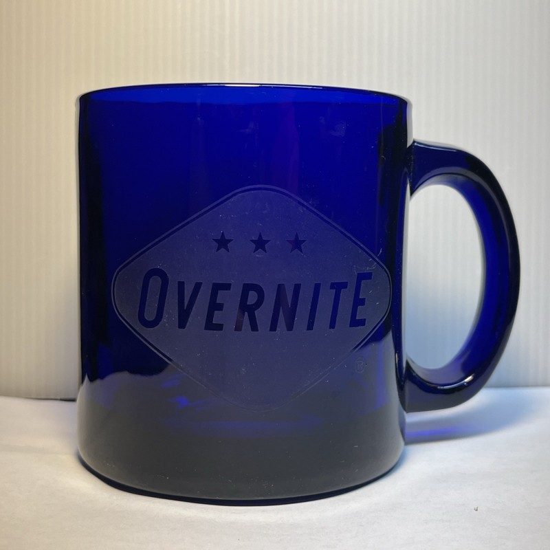 VHTF Overnite Transportation Company Cobalt Blue Glass Coffee Cup USA