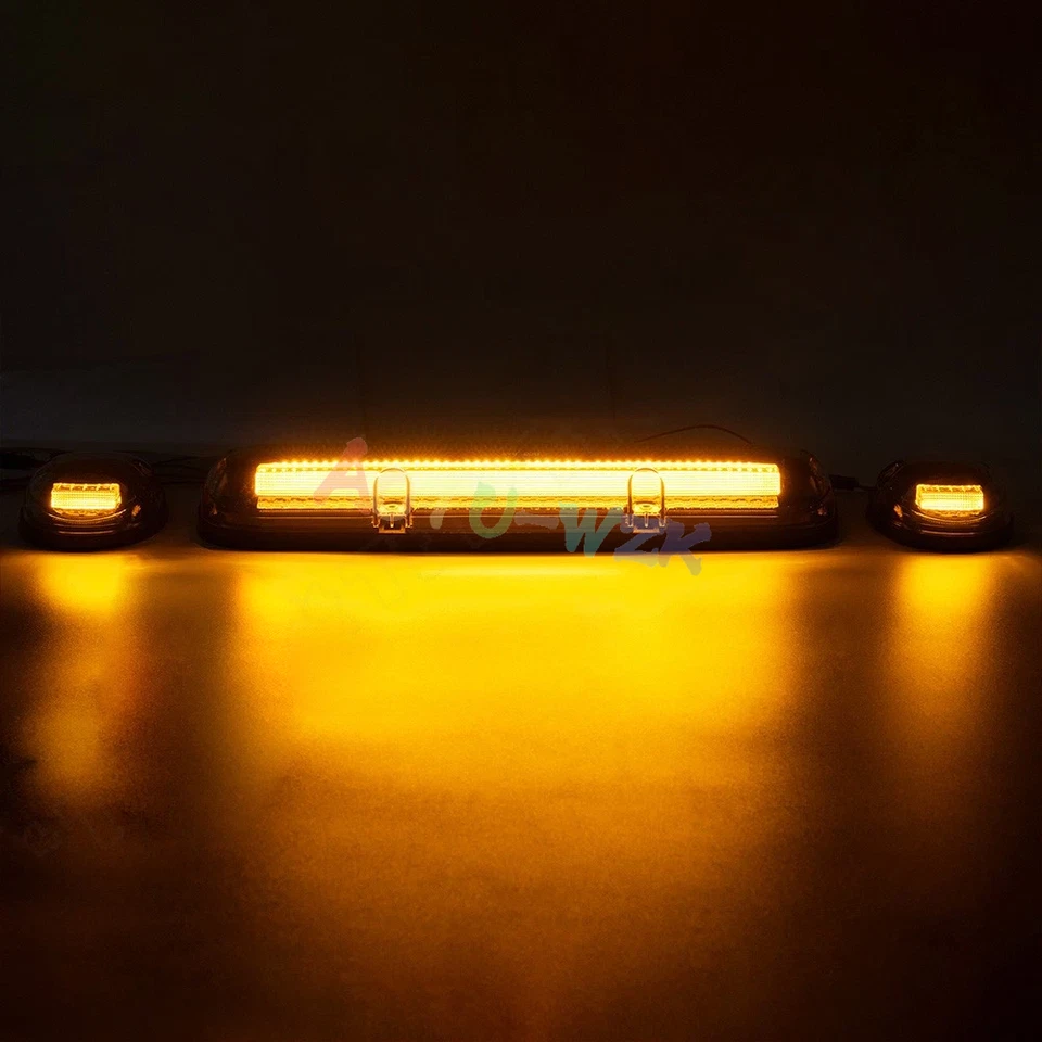 Luz ámbar de funcionamiento marcador de techo de cabina de 3 piezas para camioneta Chevy Silverado GMC Sierra Foto 4 de 4