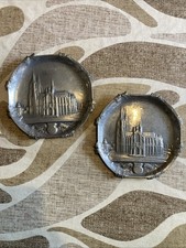 A Pair Of Vintage Koln Cologne Cathedral Germany Metal Dishes