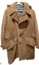 VTG 60s 70s Winter Jacket Mens 40 Brown Corduroy Flannel Lined Chore Barn Coat