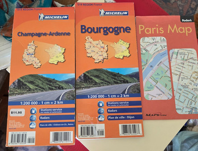 France - Michelin Local Maps - 515 Champagne, Burgundy 519 and Fodor Paris Map