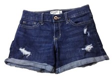 ABERCROMBIE Kids Girls size 11/12 MIDI SHORT DESTROYED JEAN SHORTS