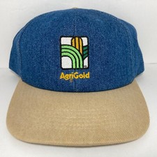 AgriGold K-Products Denim Snapback Cap Vintage USA Made Trucker Hat