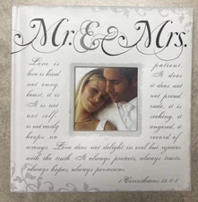 Mr & Mrs 2-Up Corinthians Wedding Faux Leather Album (Holds 160 4x6 Photos) NEW