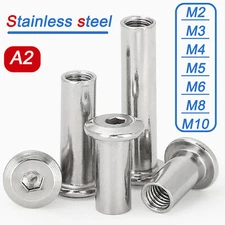 M2 - M10 Sleeve Nuts Flat Head Hexagon Socket Furniture Cap A2 Stainless steel