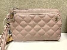 STEVE MADDEN Mauve Wristlet Double Zip Wallet Bag Clutch Quilted New