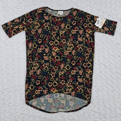 Oversize Tunic Length Lularoe Irma XXS Floral Print Drop Tail Hem bum coverage