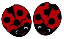 lady bug fabric applique iron on red black not embroidered 1 inch 2pc