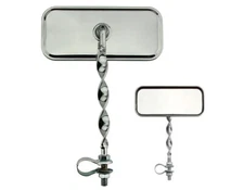 NEW! VINTAGE LOWRIDER RECTANGLE FLAT TWISTED BICYCLE MIRROR IN ALL CHROME.
