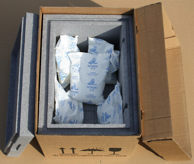 Styropor-Box /Thermobox  + 5x NORDIC ICE-Gel- Kühlakkus