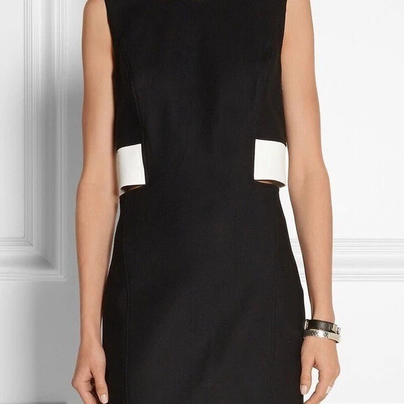 Vestido HELMUT LANG con ribete de cuero recortado en negro talla 4 Foto 4 de 4