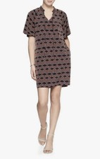 Banana Republic Factory Women’s Shift Dress Smocked Tie Neck Flutter Sleeve Sz 2