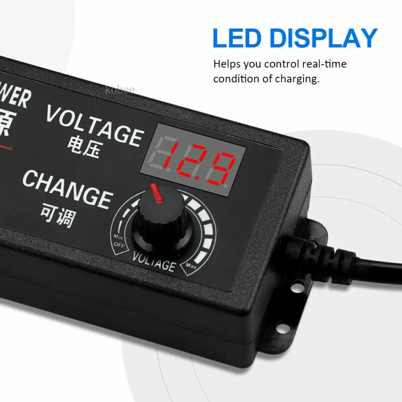 Adjustable AC to DC 3-12V 3-24V 9-24V voltage Regulated LED display EU/US Plug - Image 3 of 4
