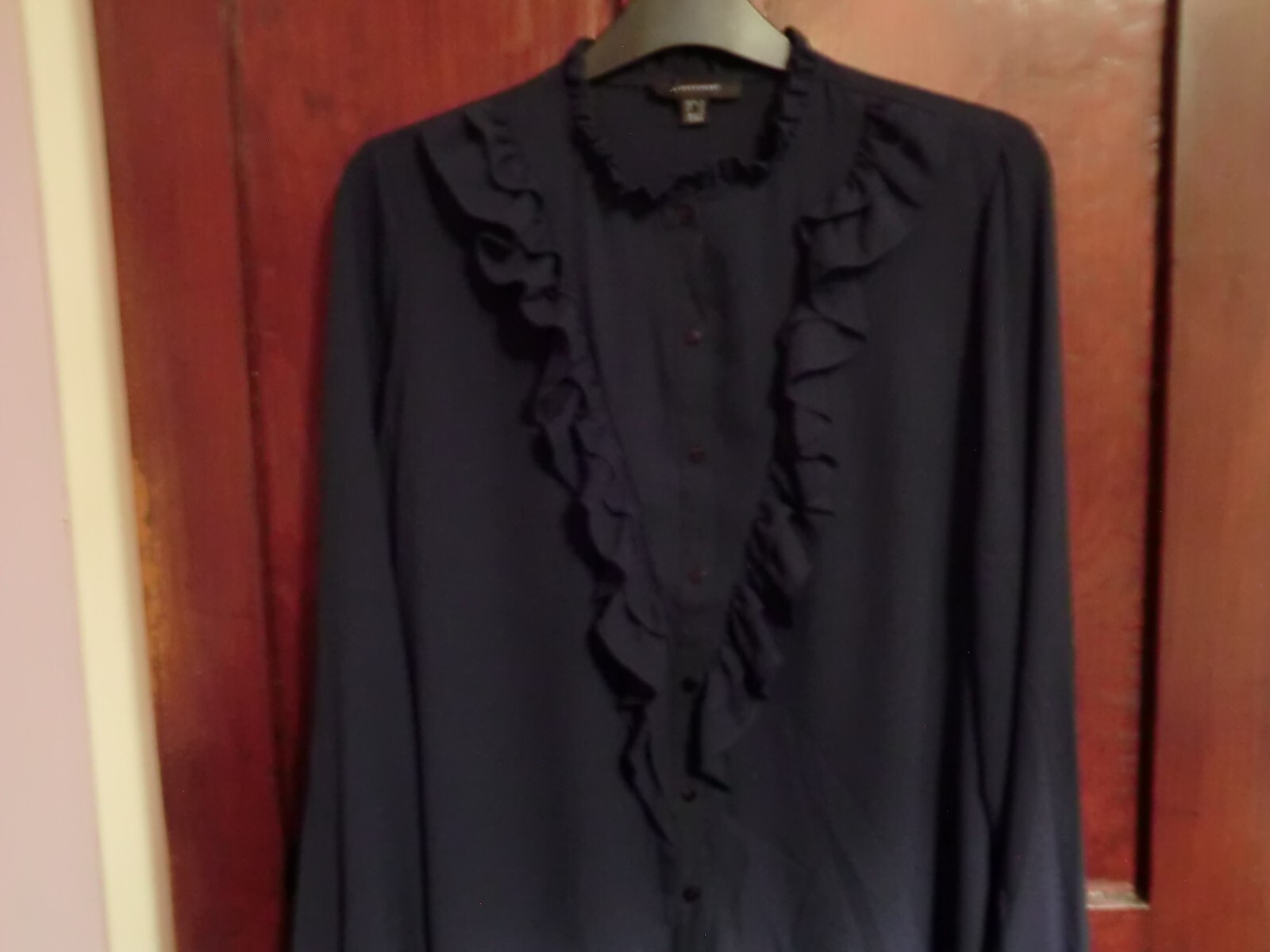 Navy frill blouse size 18 image 3