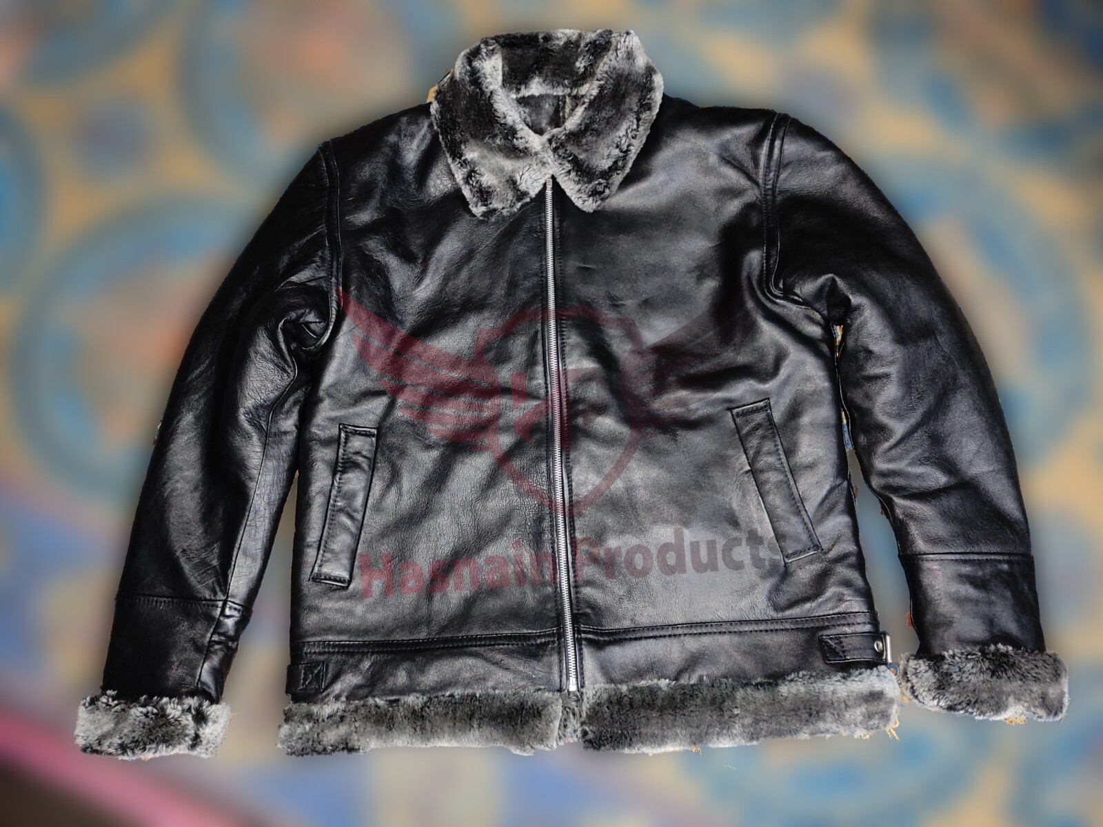 ALTRA Giacca Da Uomo Vera Pelle Cappotto Colore Nero con Fodera Pelliccia Finta Scalda Interno