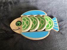 Melissa and Doug Wooden Flapping Fish Toy Baby Sensory Development Blue Wood