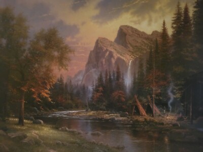 Mountains Declare His Glory Thomas Kinkade AP Print #/570 Unframed 24x30 RARE!