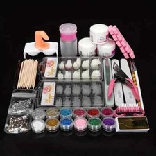 Acrylic Nail Art Kit Nail Tools Decoration, Glitter Powder Tool Tips Brush Set