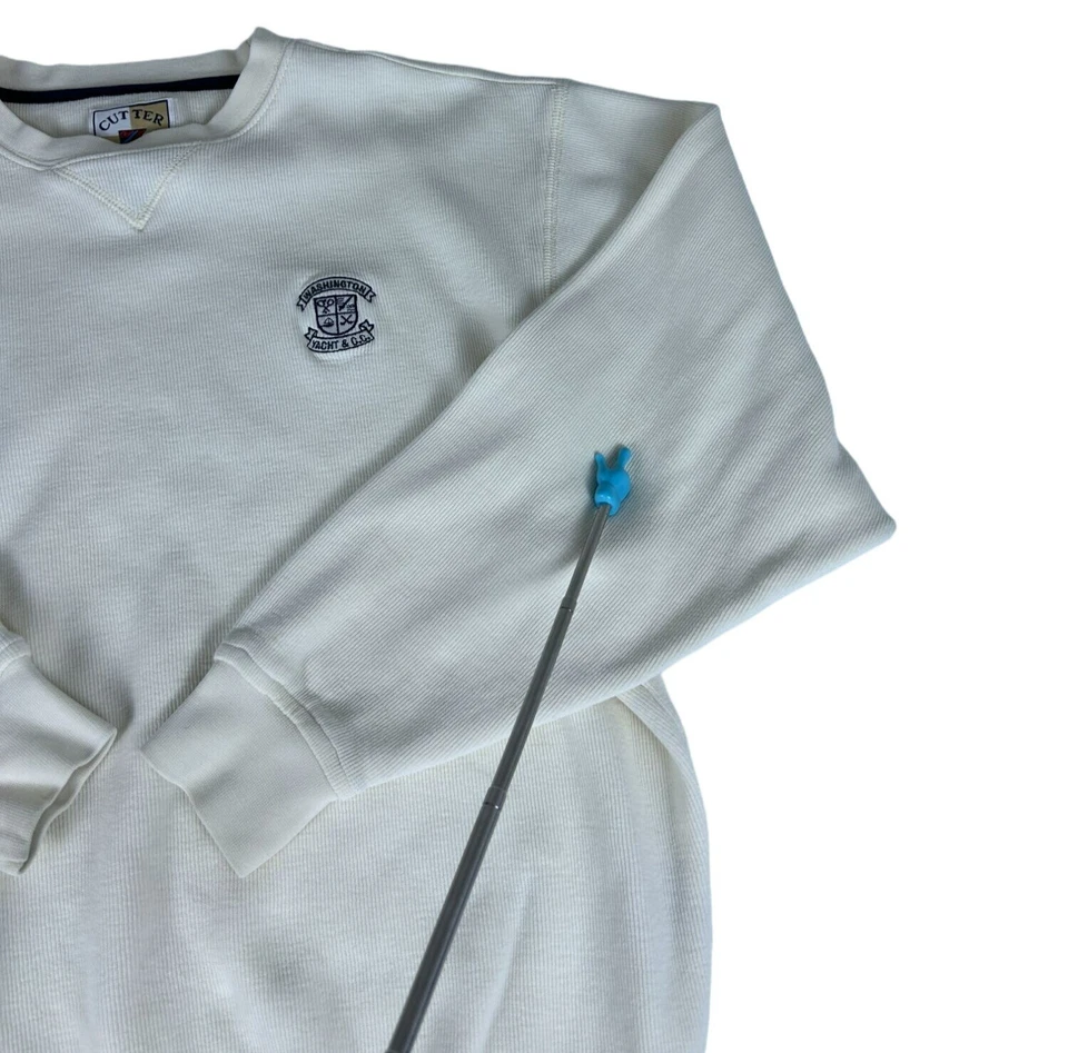 Cutter & Buck Washington Yacht Sweatshirt Top Men's M Cream Crewneck Embroidered - Image 4 of 4