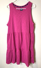 Gap Dress Womens XL Pink Sleeveless Tank Midi Sun Cotton Blend Tiered Pockets