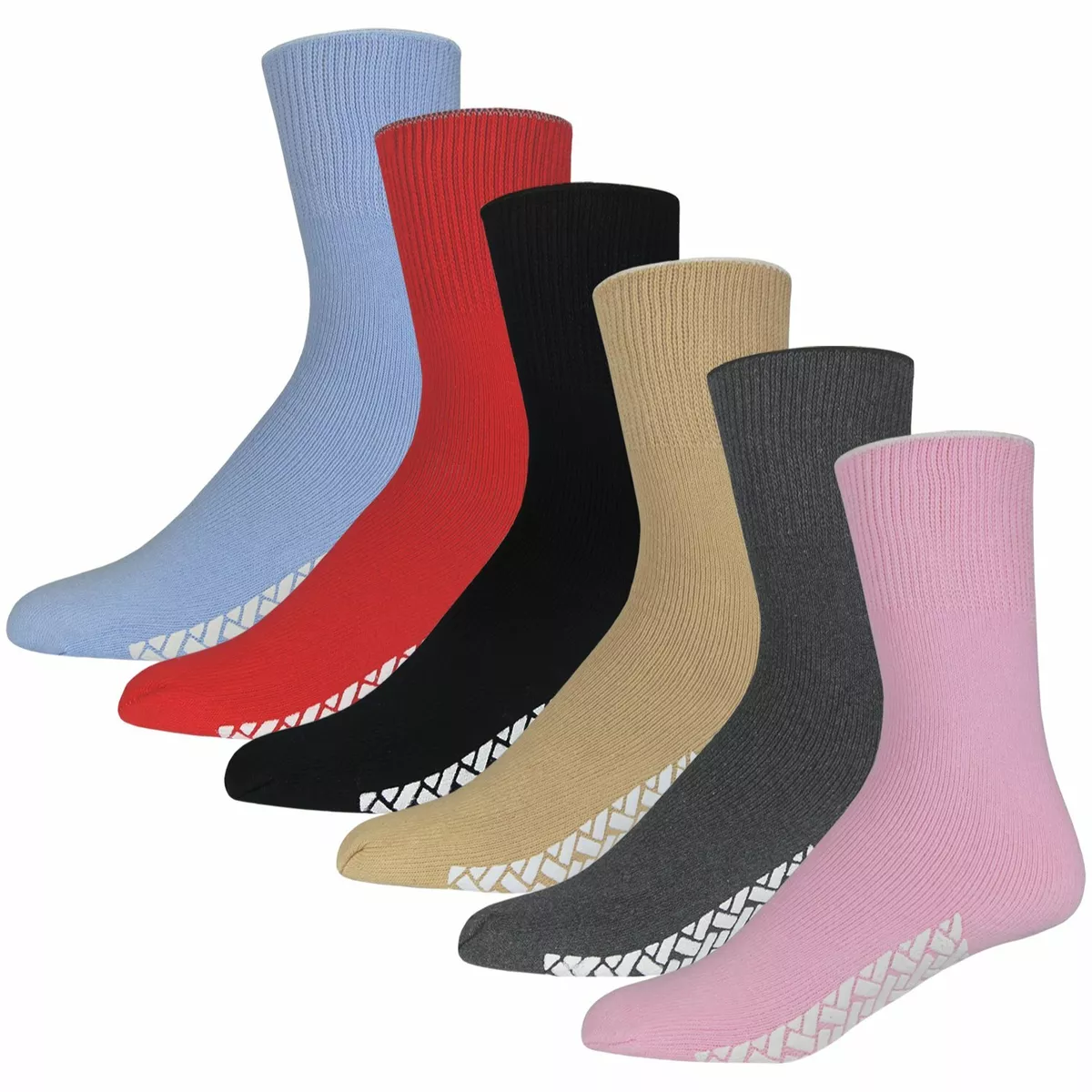 Womens Non Skid/Slip Diabetic Medical Socks, Cotton Rubber Gripper Bottom  (9-11)