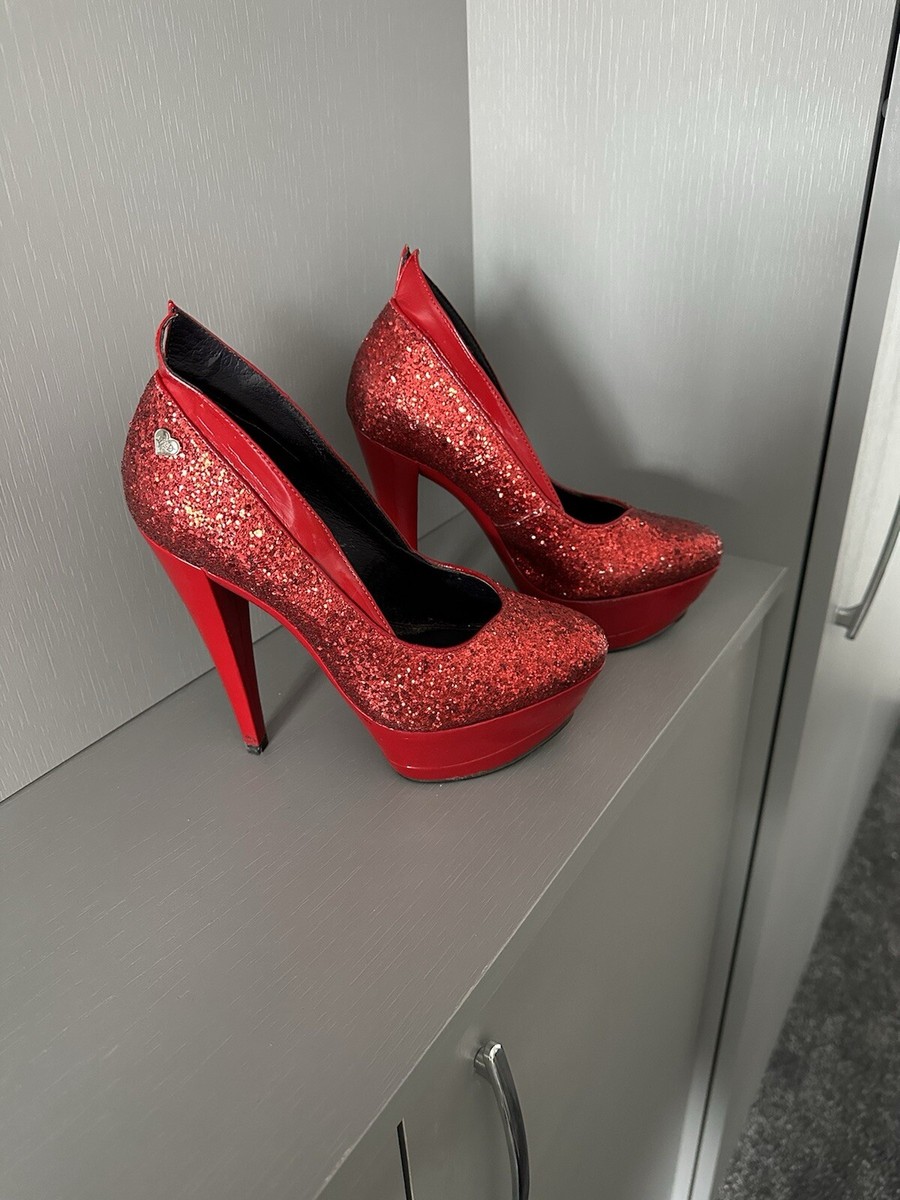 Red Or Dead Red Glitter Heels | eBay UK