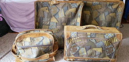 Suede Leather Suitcase luggage set 