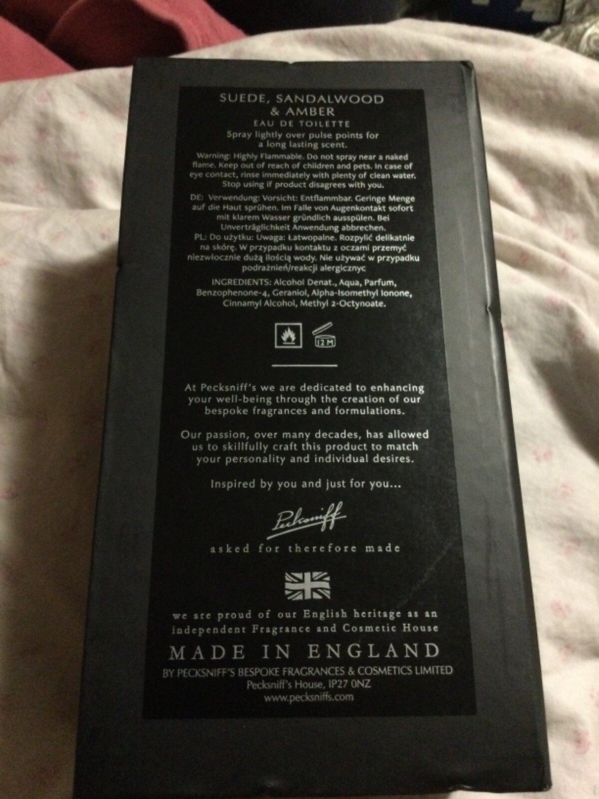 PECKSNIFF'S Men's Eau de Toilette 3.3oz/100ml SUEDE, SANDALWOOD & AMBER