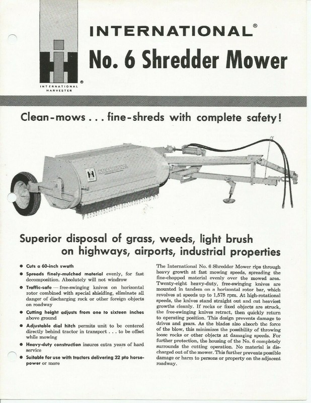 International No 6 Shredder Mower 2-sided 1961 IH