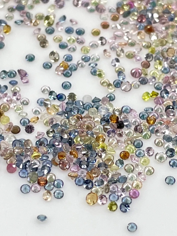 500 Stück Natürlich Multi Saphir 0.9mm-1mm Rund Diamantschliff Lose Edelsteine - Bild 2 von 4