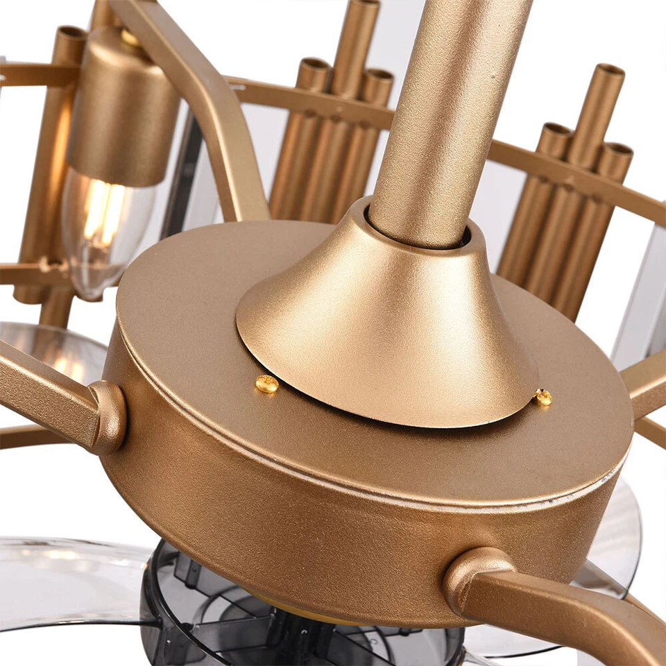 20" Ceiling Fan Lights Collection Enclosed Bladeless Chandeliers W/ Remote, USA - Image 2 of 4