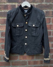 Vintage 80s Black Denim Sailor Blazer Jacket. Gold Buttons Lizwear Claiborne