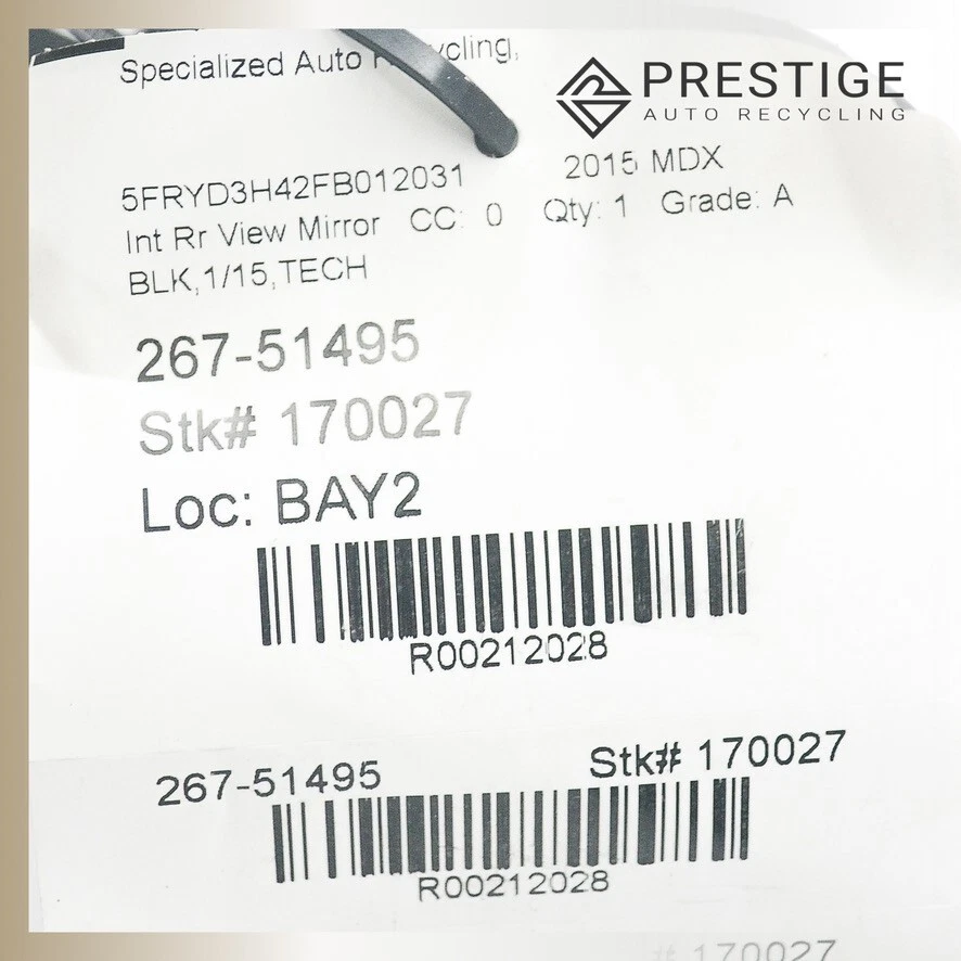 2014 2015 ACURA MDX TECH Inner Rear View Mirror Auto Day Night 76400-TZ6-Y11 OEM - Image 4 of 4