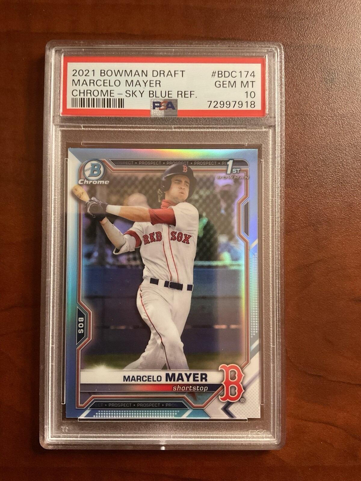 2021 Bowman Draft Chrome Marcelo Mayer #BDC 174 RC - SKY BLUE REFRACTOR PSA 10