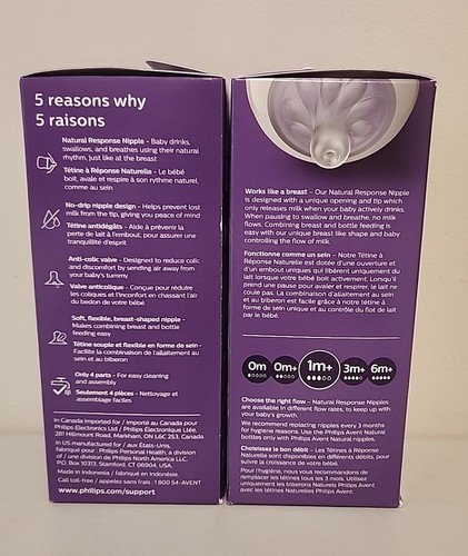 2 Pack Philips Avent Plastic Natural Baby Bottles 9oz 1M+ - Picture 2 of 3