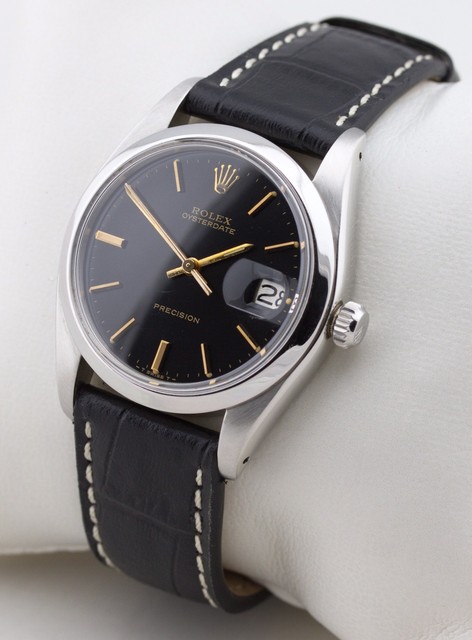 *** ROLEX OYSTERDATE EDELSTAHL HANDAUFZUG HERRENUHR 6694 GILT GLOSSY DIAL ***