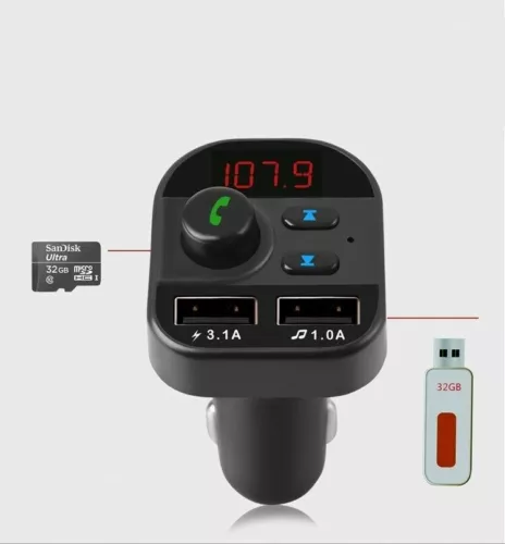 Bluetooth FM Transmitter Wireless Adapter MP3 Radio Car 2-Port USB Charger - Picture 12 of 24
