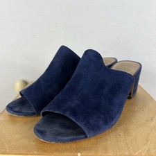 Tory Burch Salina  s Blue Suede Mules/Slides size 8M EUC 