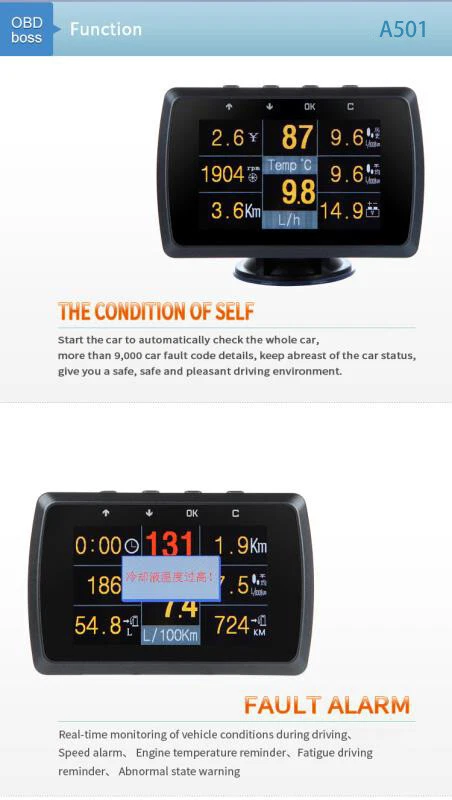 Pantalla Digital Coche OBD OBD2 Velocímetro Medidor RPM Código de Falla Alarma Temperatura Agua Foto 4 de 4