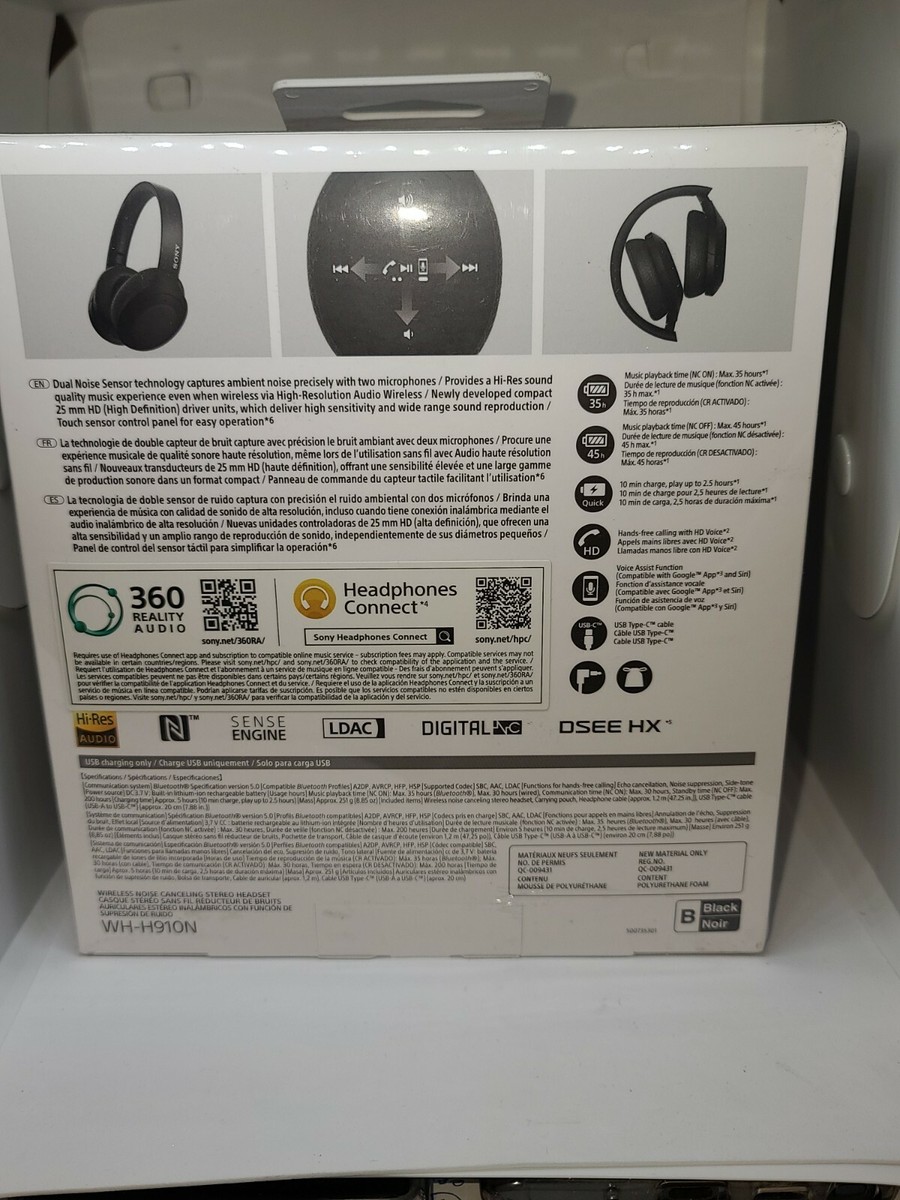 Sony WH-H910N On Ear Wireless Headphones - Black