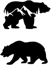 Bear Mountains 2 Pack 5" Black Vinyl Decals Car Truck Window Laptop Notebook