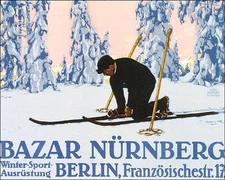 POSTER WINTER BAZAR NURNBERG GERMANY SPORT SNOW SKIING VINTAGE REPRO FREE S/H