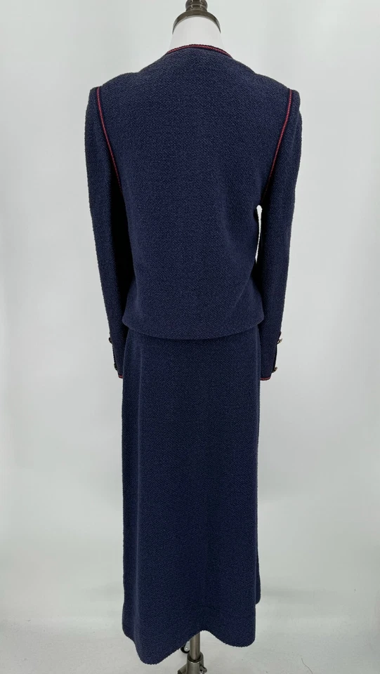 Castleberry Vintage Womens 2 Piece Blue Boucle Button Up Blazer Skirt Set Sz 8 - Image 4 of 4