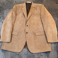 Chaps Corduroy Blazer Mens 44 Regular Tan Two Button Paisley Lining Sport Coat