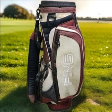 Ping Explore Golf Bag Cart Red/ Black. 4 Way With Rain Hood. Discolored.