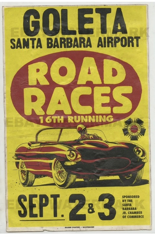 1960's Jaguar XKE Roadster Race Vintage Advertising Poster 11 x 17 Santa Barbara
