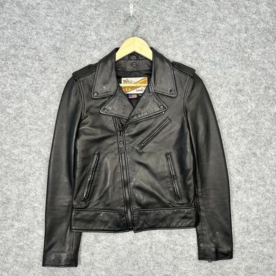 Chaqueta de cuero Schott NYC Perfecto Lamb para mujer XS negra abrigo de motocicleta cremallera completa - Imagen 1 de 4