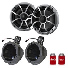 Wet Sounds RECON 6-S 6.5" Silver Grill Marine Speakers with Black Speaker Pod